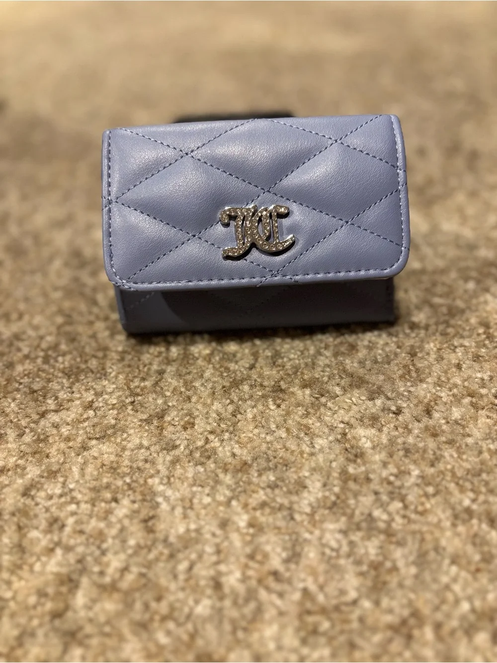 Juicy Couture Quilted Blue Mini Wallet with Silver Logo